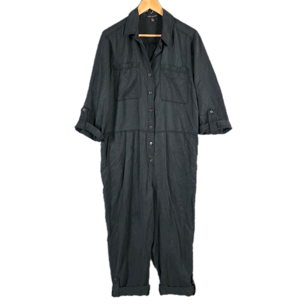 Banana Republic Jumpsuit Womens 12 Black Boiler Flight Suit Military‎ Surplus